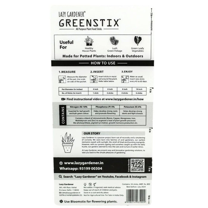 GreenHome Jr Pack (100 GreenStix) Plant food sticks LazyGardener 